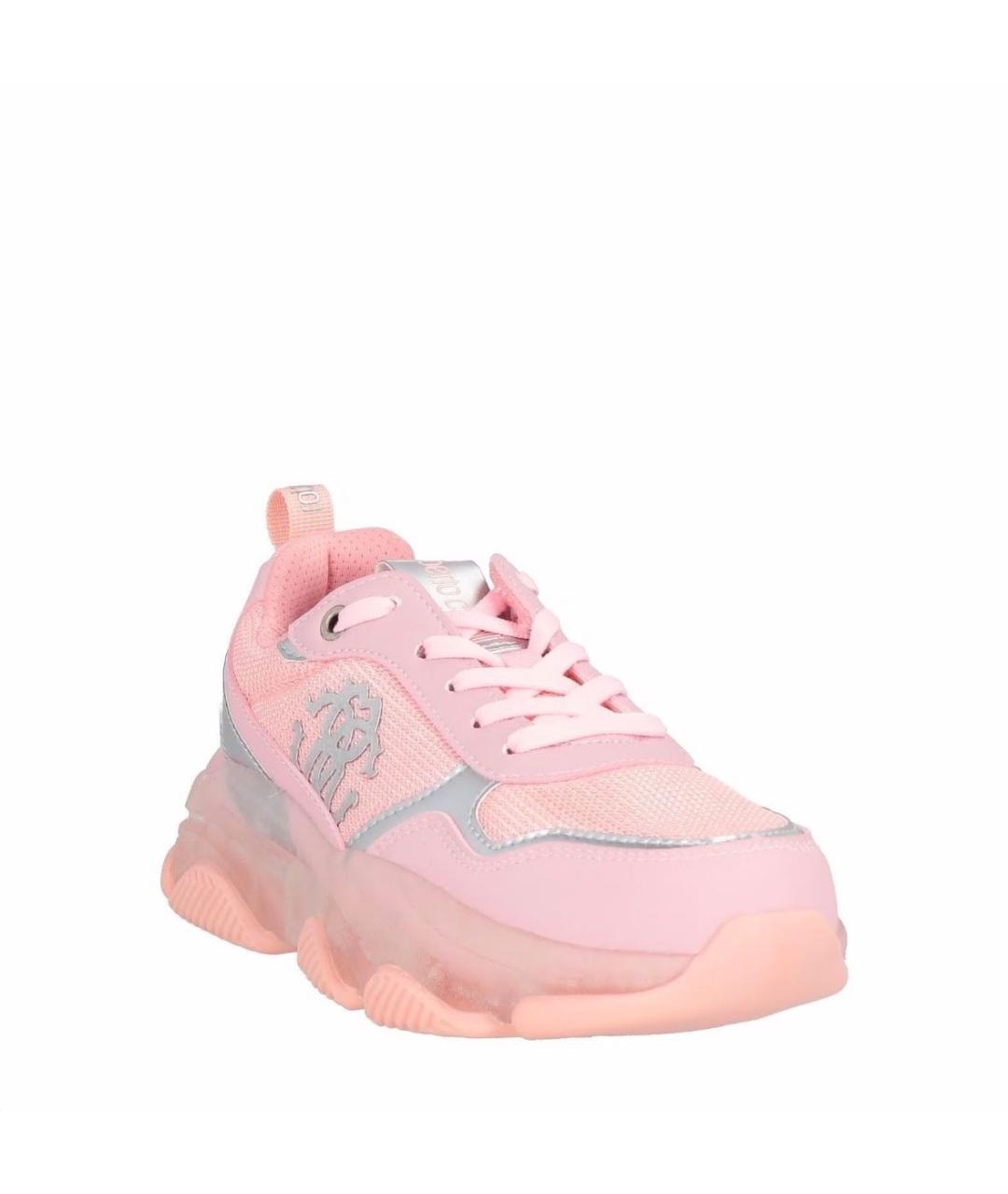 ROBERTO CAVALLI Розовые текстильные кроссовки, фото 2