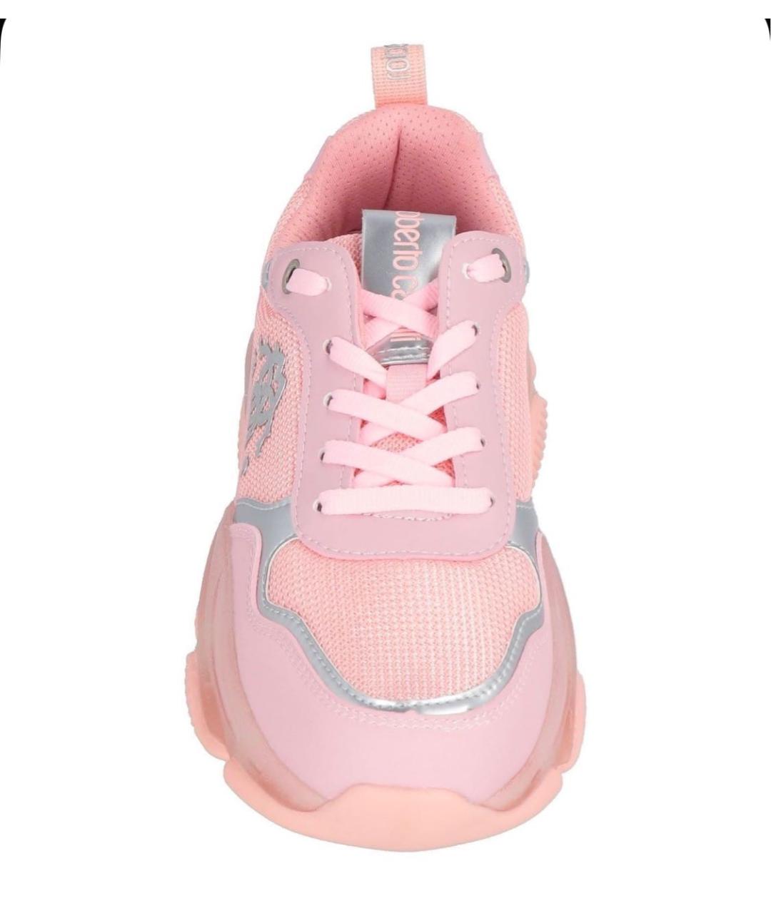 ROBERTO CAVALLI Розовые текстильные кроссовки, фото 3