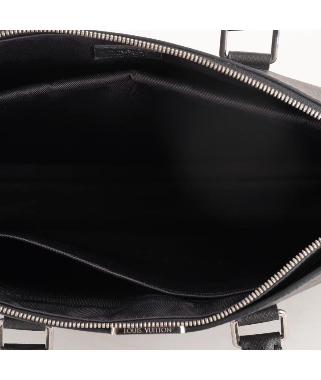 LOUIS VUITTON Черный кожаный портфель, фото 7