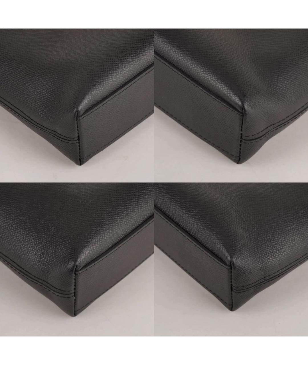 LOUIS VUITTON Черный кожаный портфель, фото 8