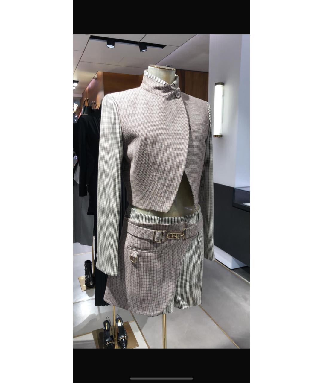 FENDI Бежевый шерстяной костюм с юбками, фото 4