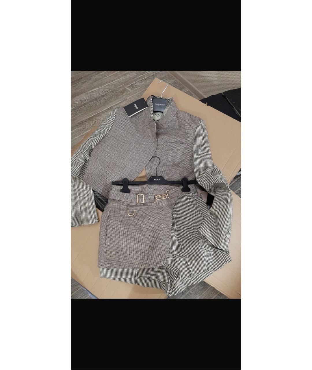 FENDI Бежевый шерстяной костюм с юбками, фото 2