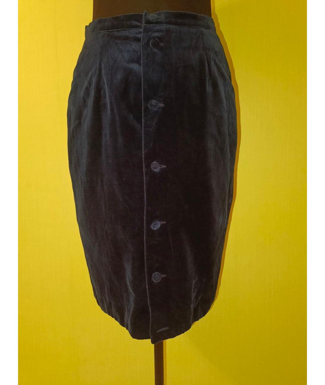 LES COPAINS Синяя хлопковая юбка миди, фото 2