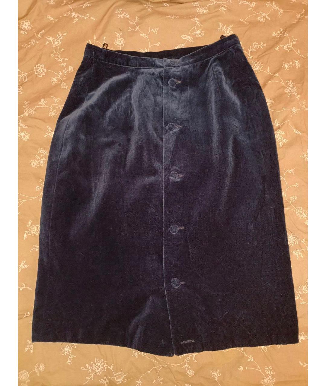 LES COPAINS Синяя хлопковая юбка миди, фото 6