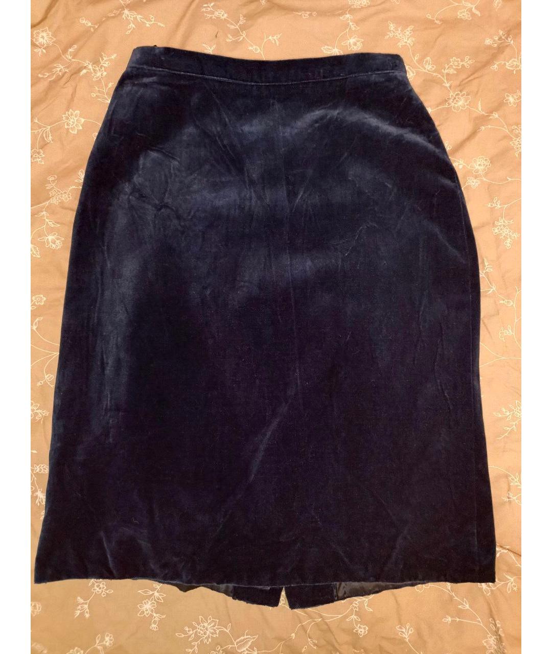 LES COPAINS Синяя хлопковая юбка миди, фото 3