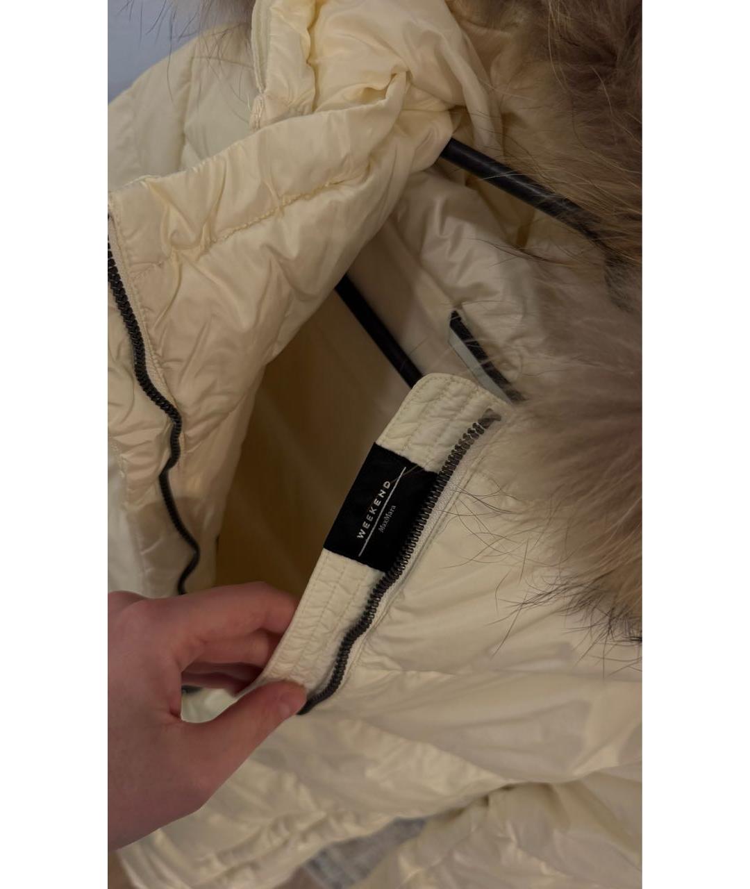 WEEKEND MAX MARA Белый полиамидовый пуховик, фото 3