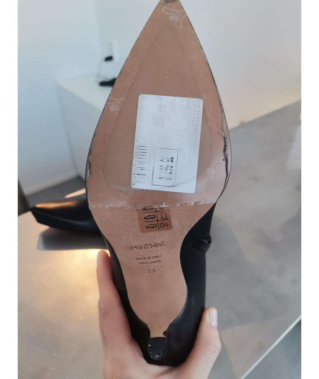 SPORTMAX Черные кожаные ботильоны, фото 5