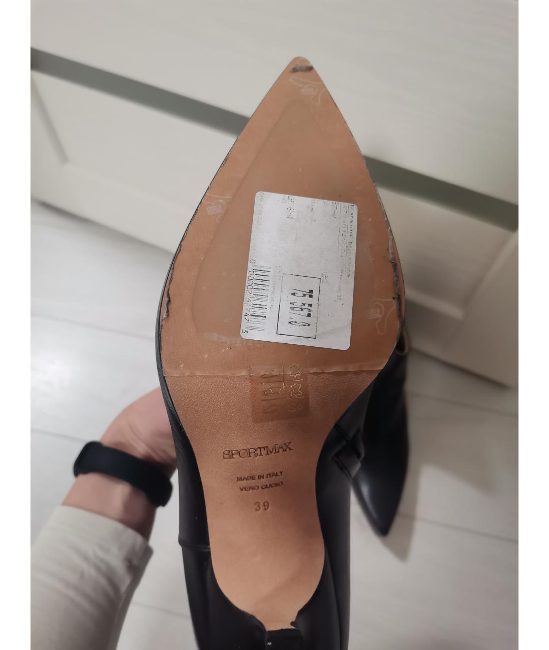 SPORTMAX Черные кожаные ботильоны, фото 5