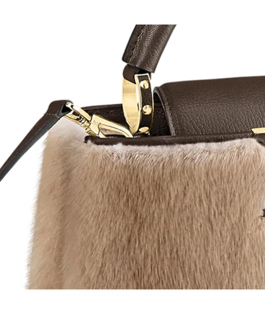 LOUIS VUITTON Бежевая меховая сумка тоут, фото 3