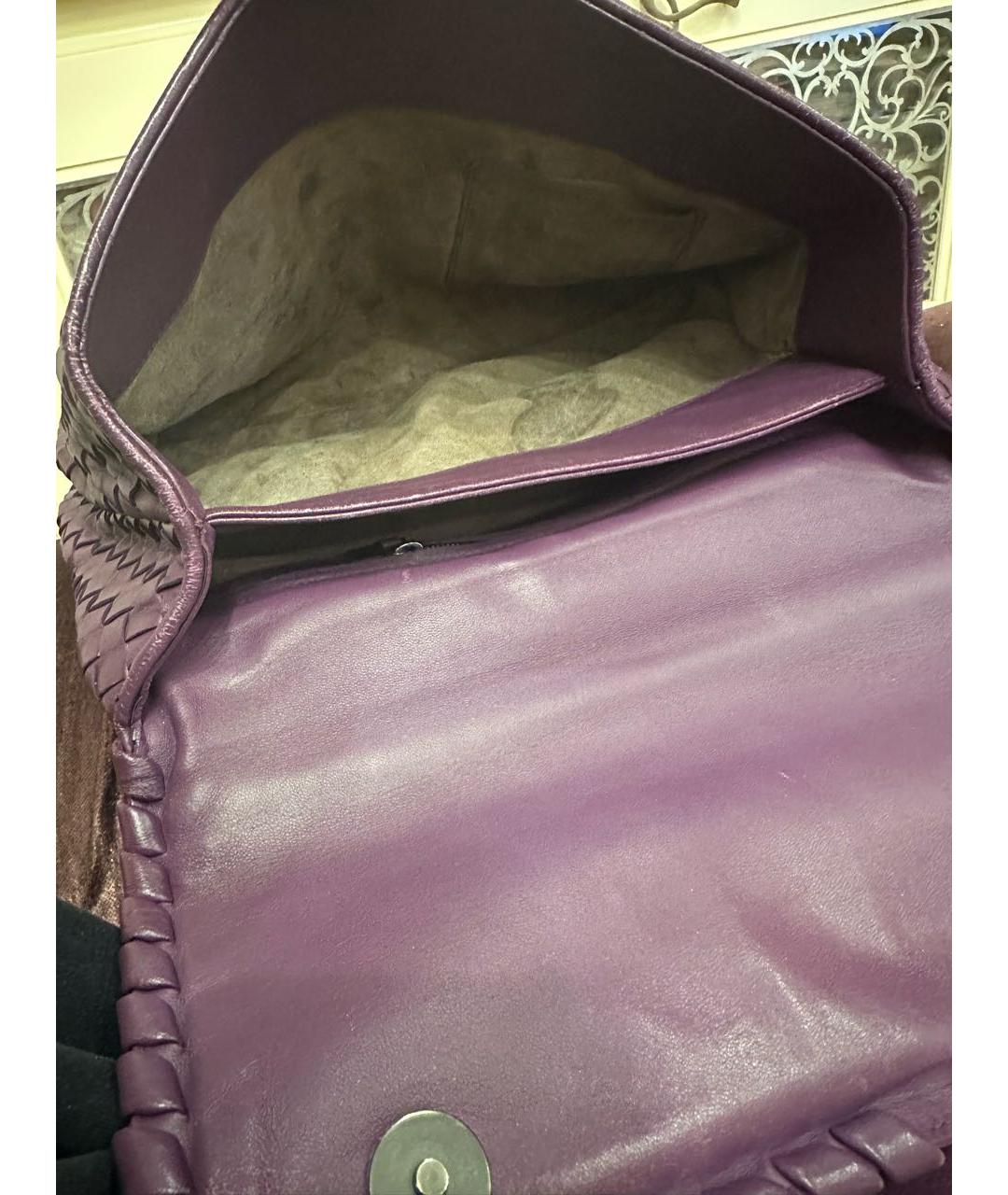 BOTTEGA VENETA Фиолетовая кожаная сумка с короткими ручками, фото 4