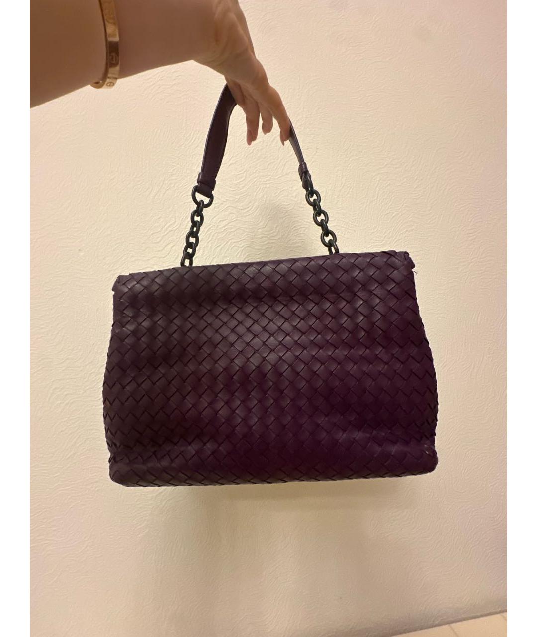 BOTTEGA VENETA Фиолетовая кожаная сумка с короткими ручками, фото 3