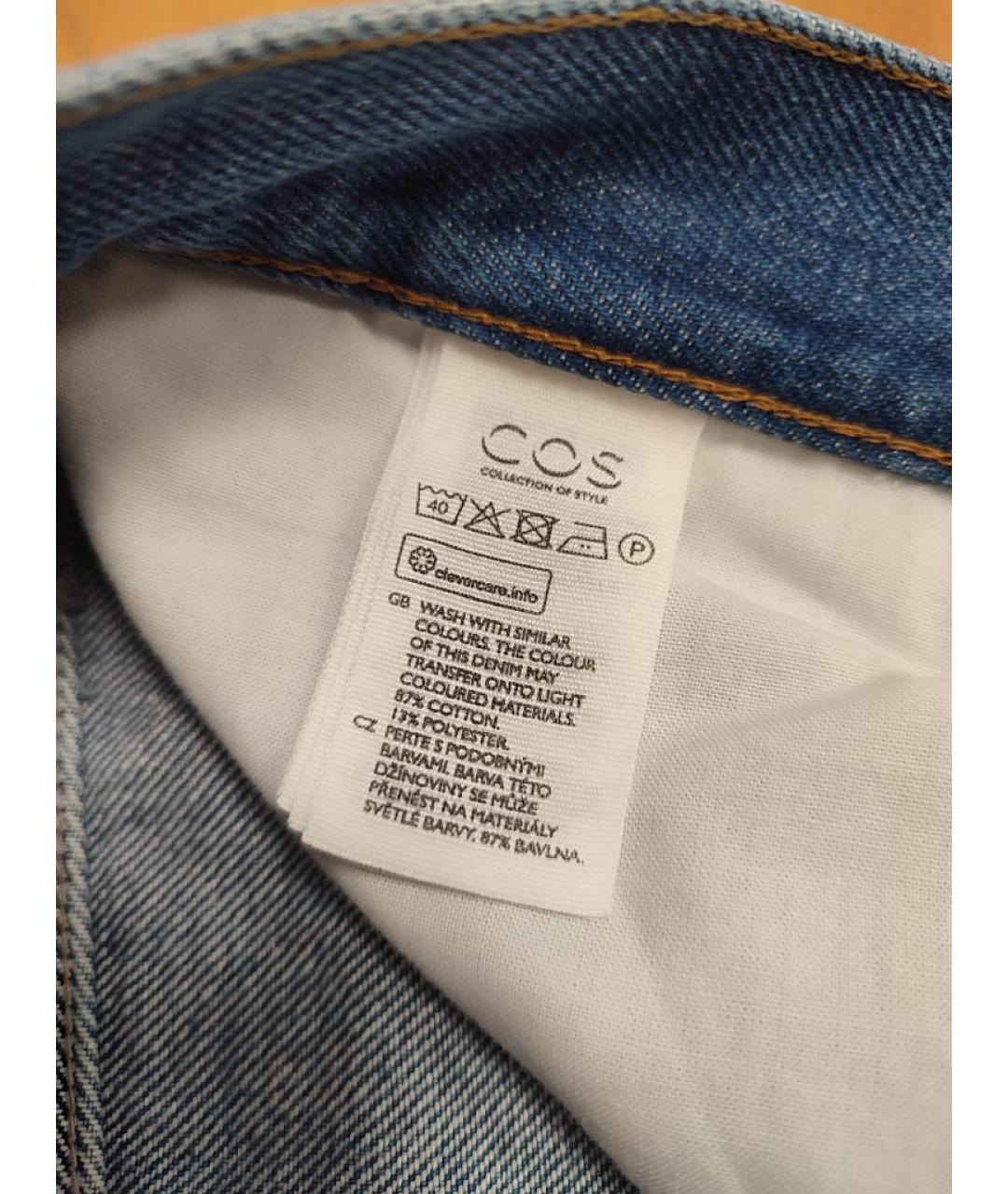 COS Голубые хлопко-полиэстеровые прямые джинсы, фото 6