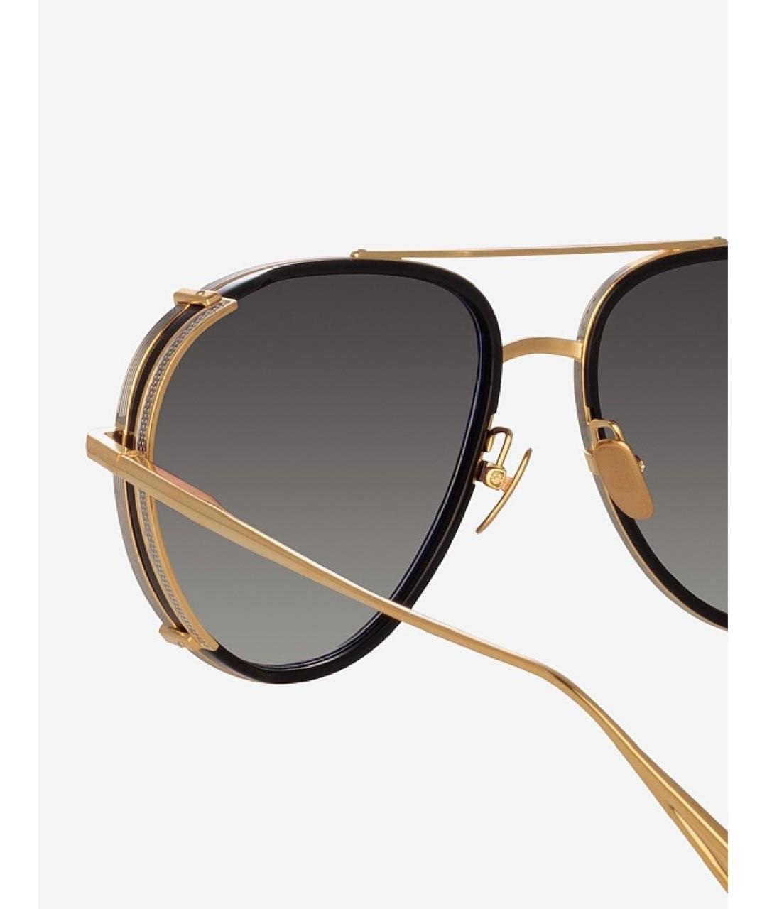 LINDA FARROW Золотые металлические солнцезащитные очки, фото 4