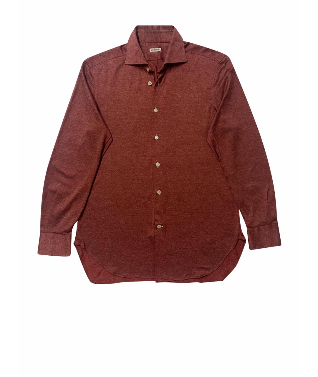 KITON Бордовая хлопковая классическая рубашка, фото 1