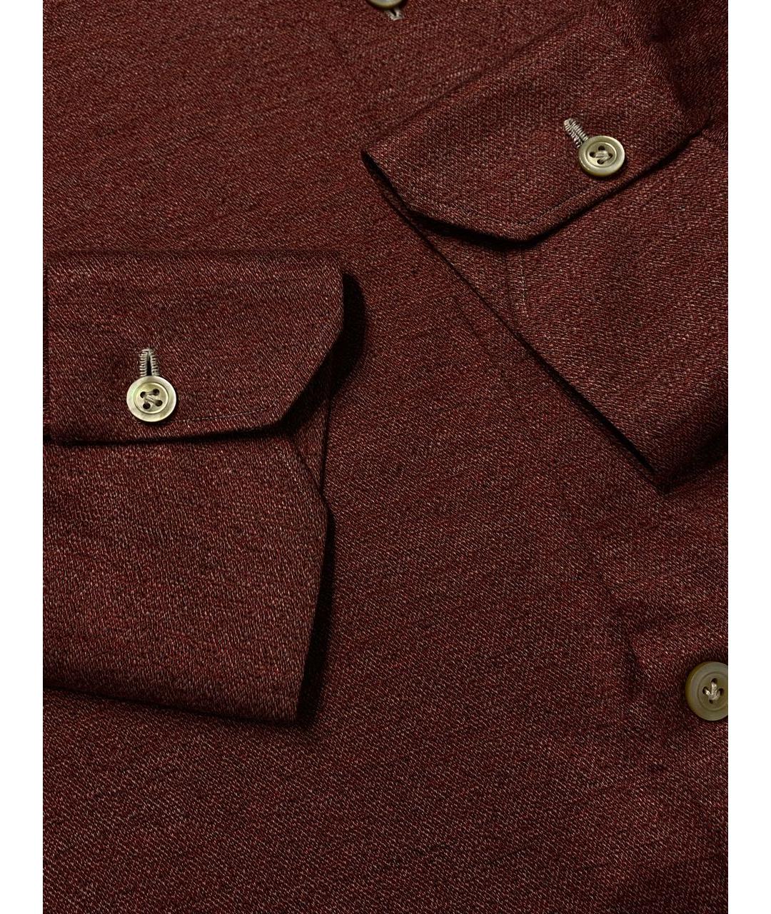 KITON Бордовая хлопковая классическая рубашка, фото 4