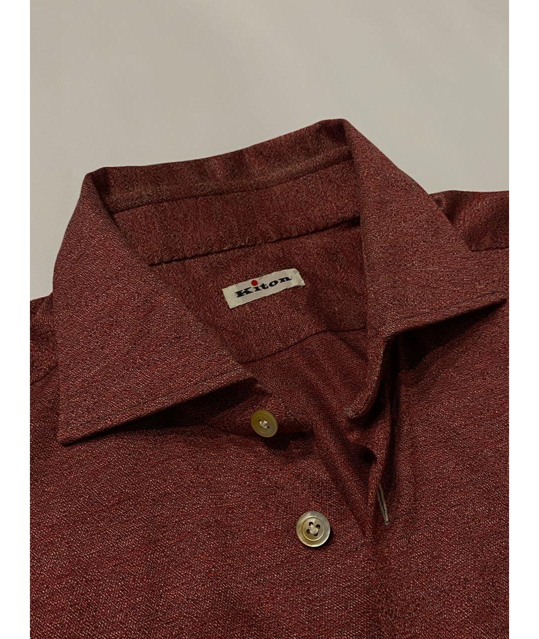 KITON Бордовая хлопковая классическая рубашка, фото 3