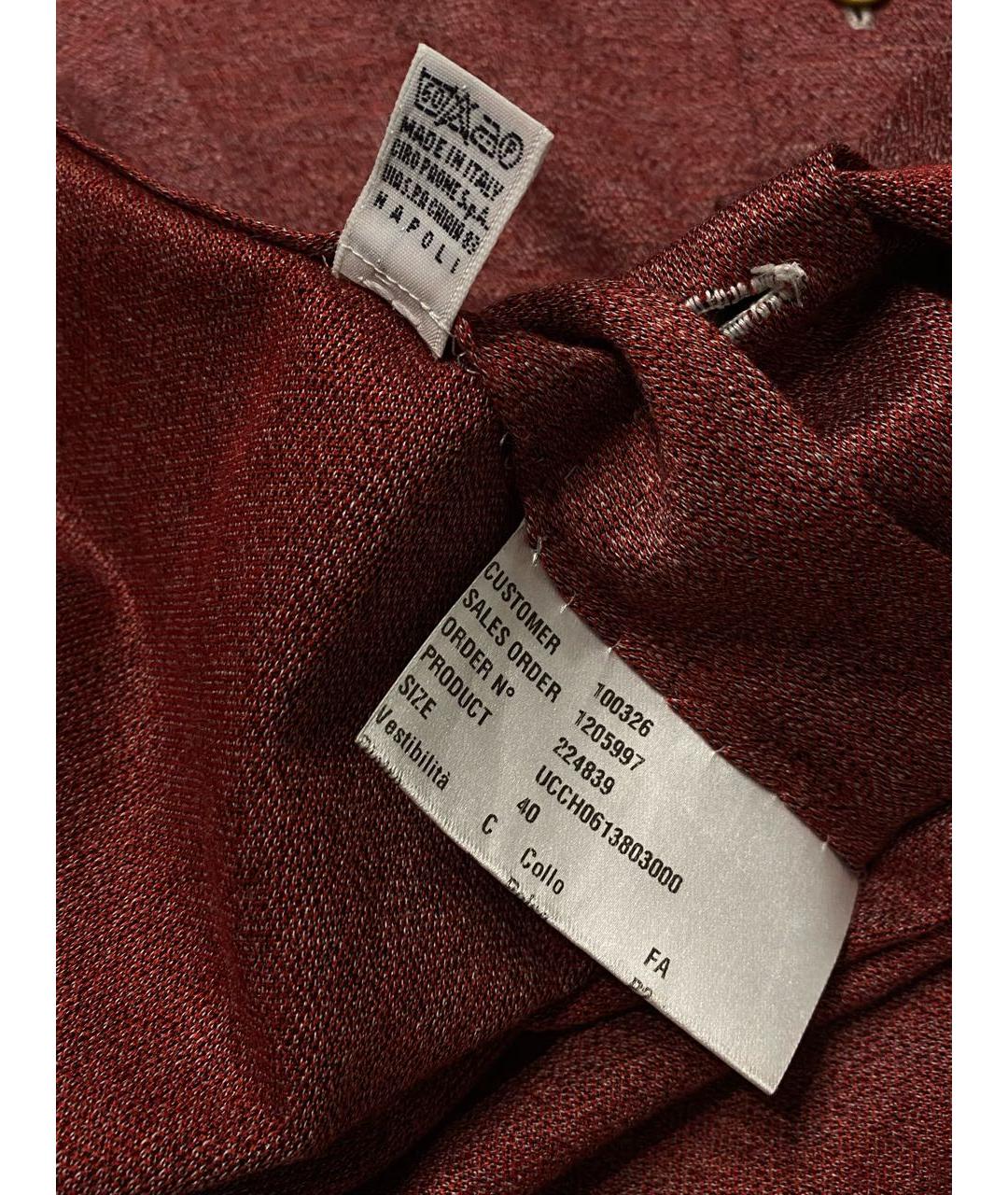 KITON Бордовая хлопковая классическая рубашка, фото 7