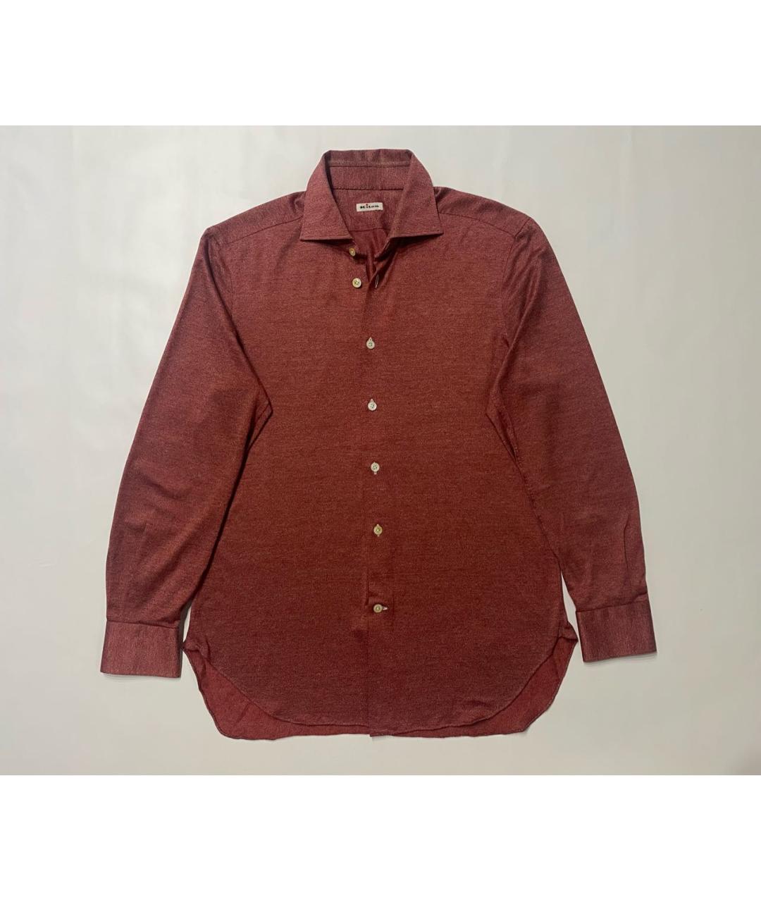 KITON Бордовая хлопковая классическая рубашка, фото 8
