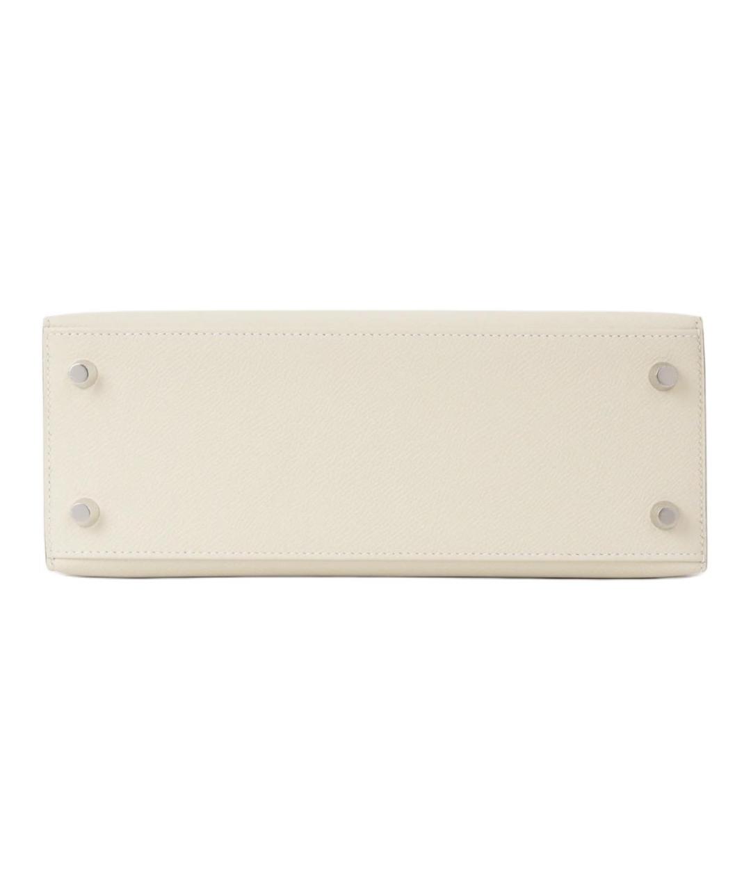 HERMES Белая кожаная сумка с короткими ручками, фото 4