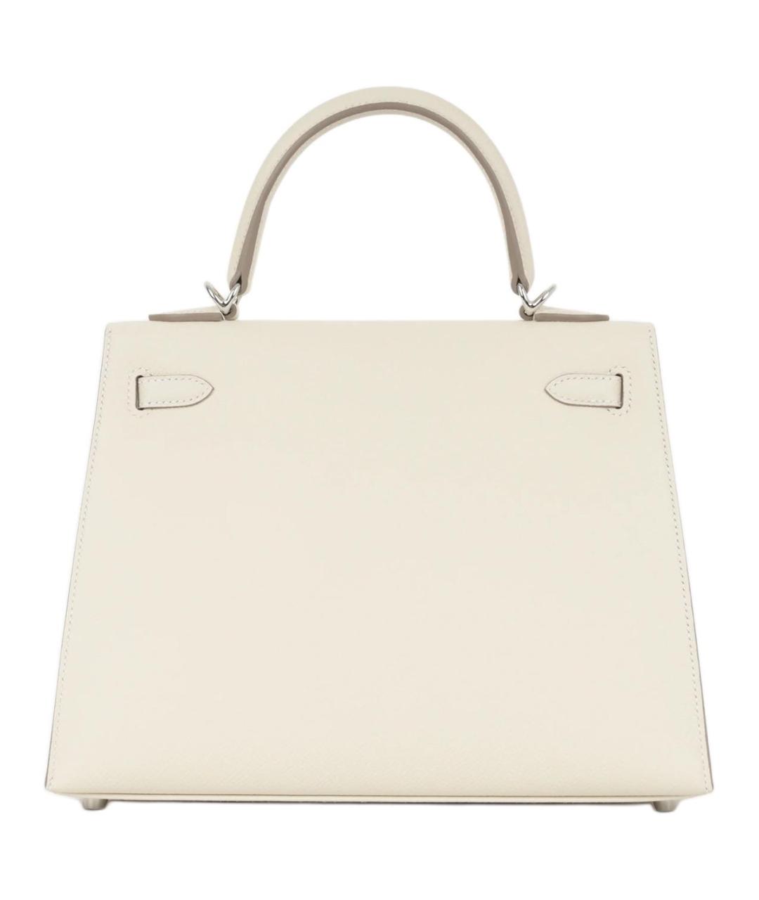 HERMES Белая кожаная сумка с короткими ручками, фото 3