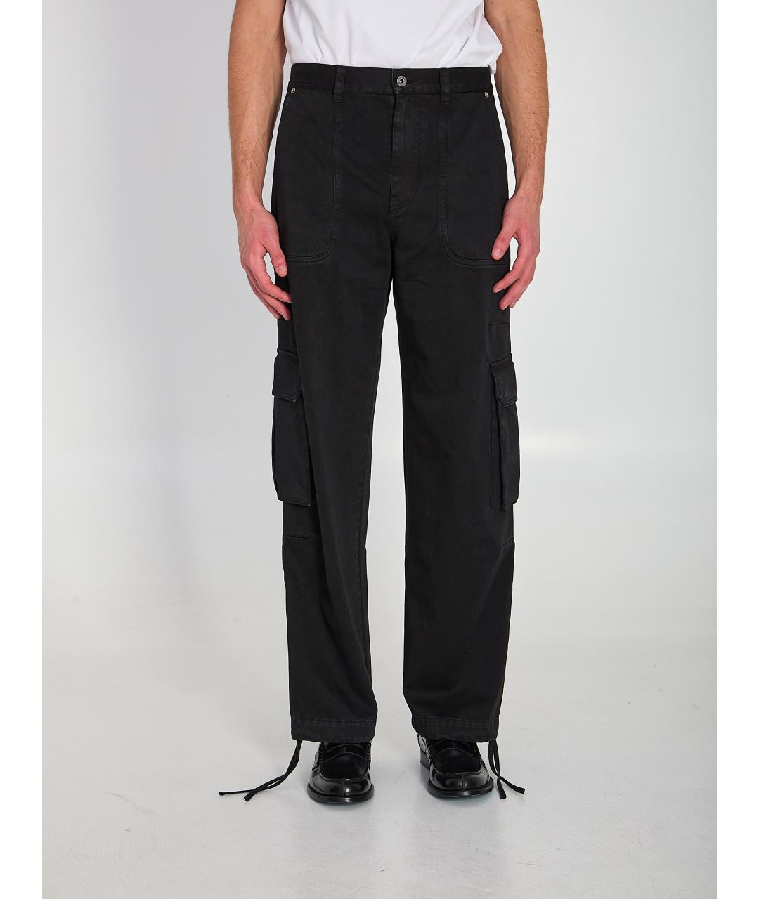 LOEWE Черные хлопковые повседневные брюки, фото 2