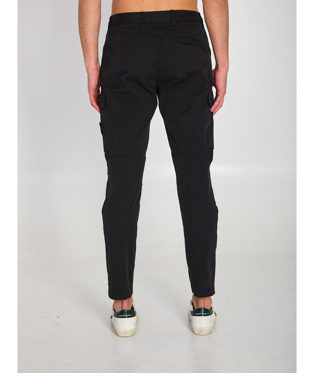 STONE ISLAND Черные хлопковые повседневные брюки, фото 5