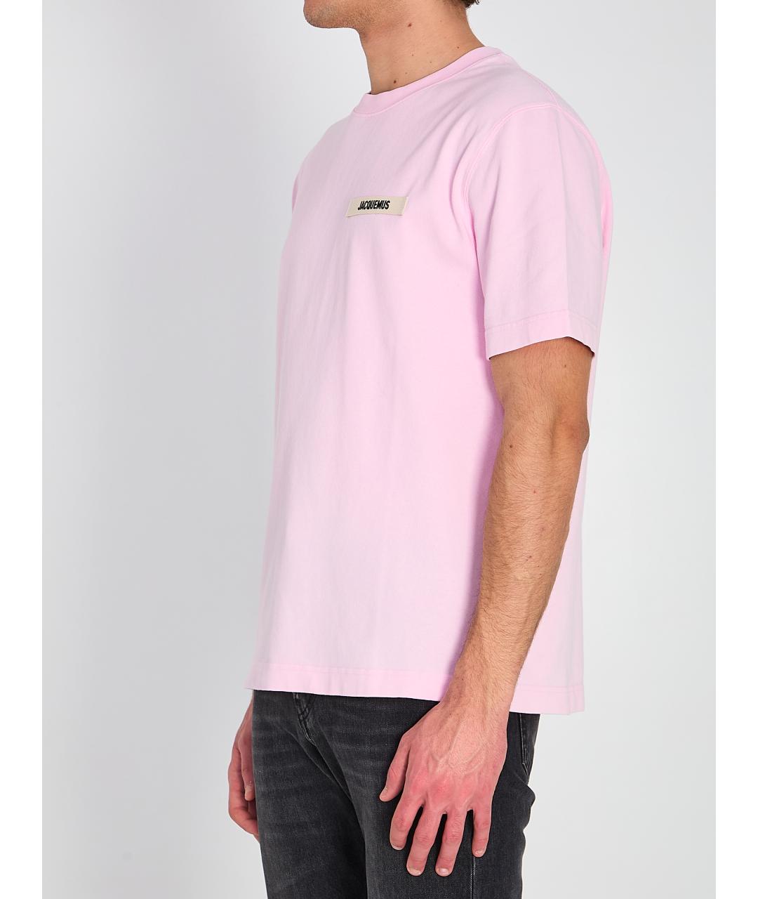 JACQUEMUS Розовая хлопковая футболка, фото 3
