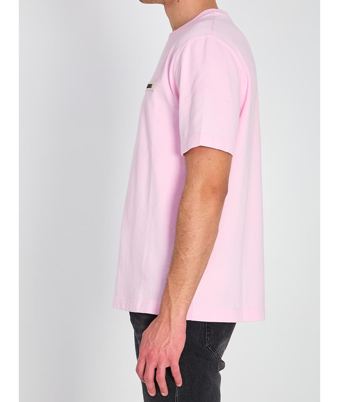 JACQUEMUS Розовая хлопковая футболка, фото 4