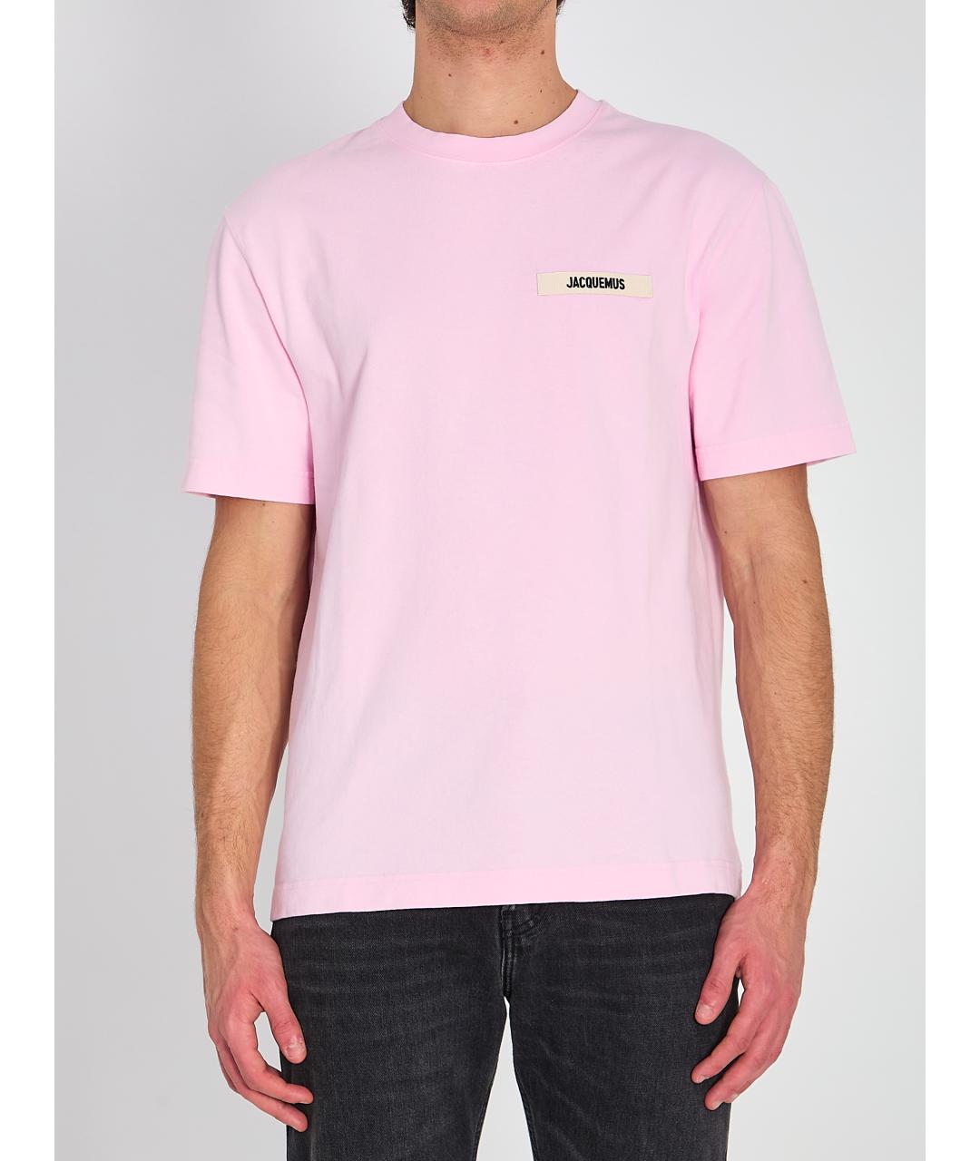 JACQUEMUS Розовая хлопковая футболка, фото 2