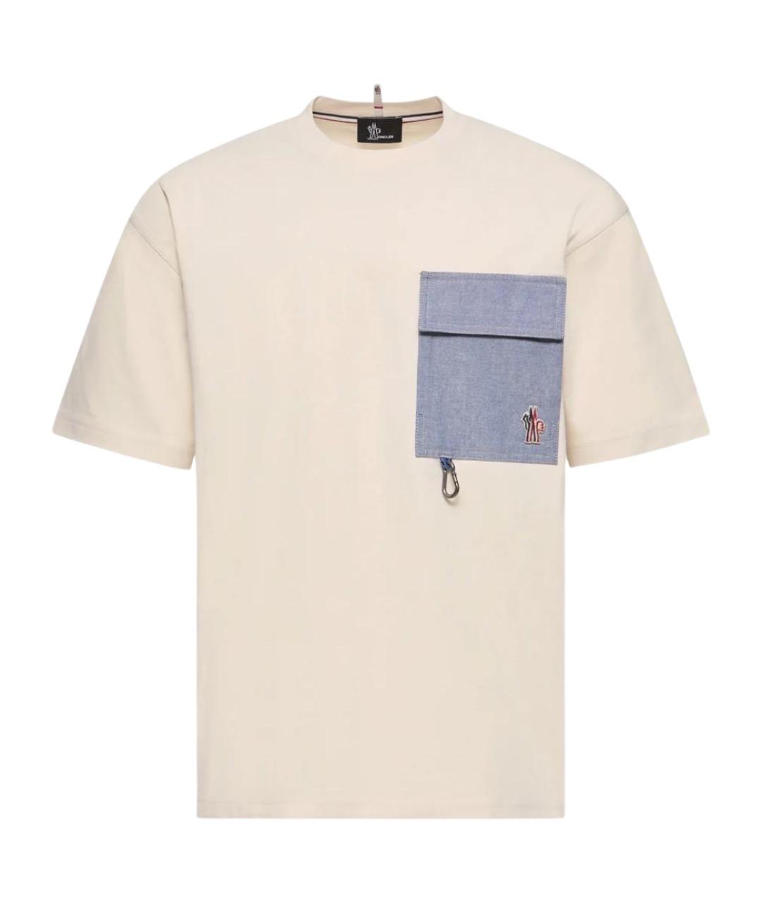 MONCLER GRENOBLE Бежевая хлопковая футболка, фото 1