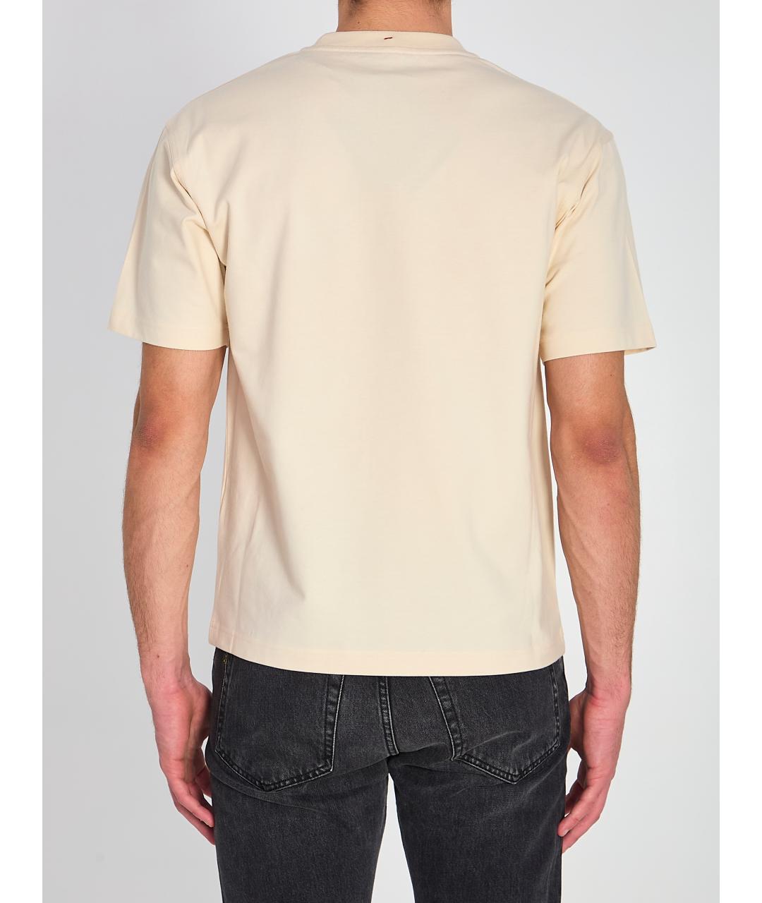 MONCLER GRENOBLE Бежевая хлопковая футболка, фото 5