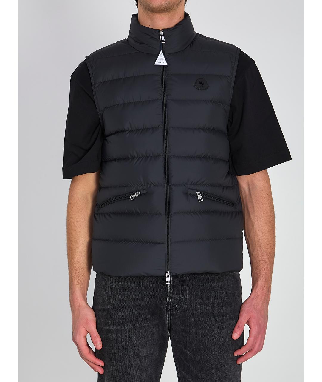 MONCLER Черный полиэстеровый жилет, фото 2
