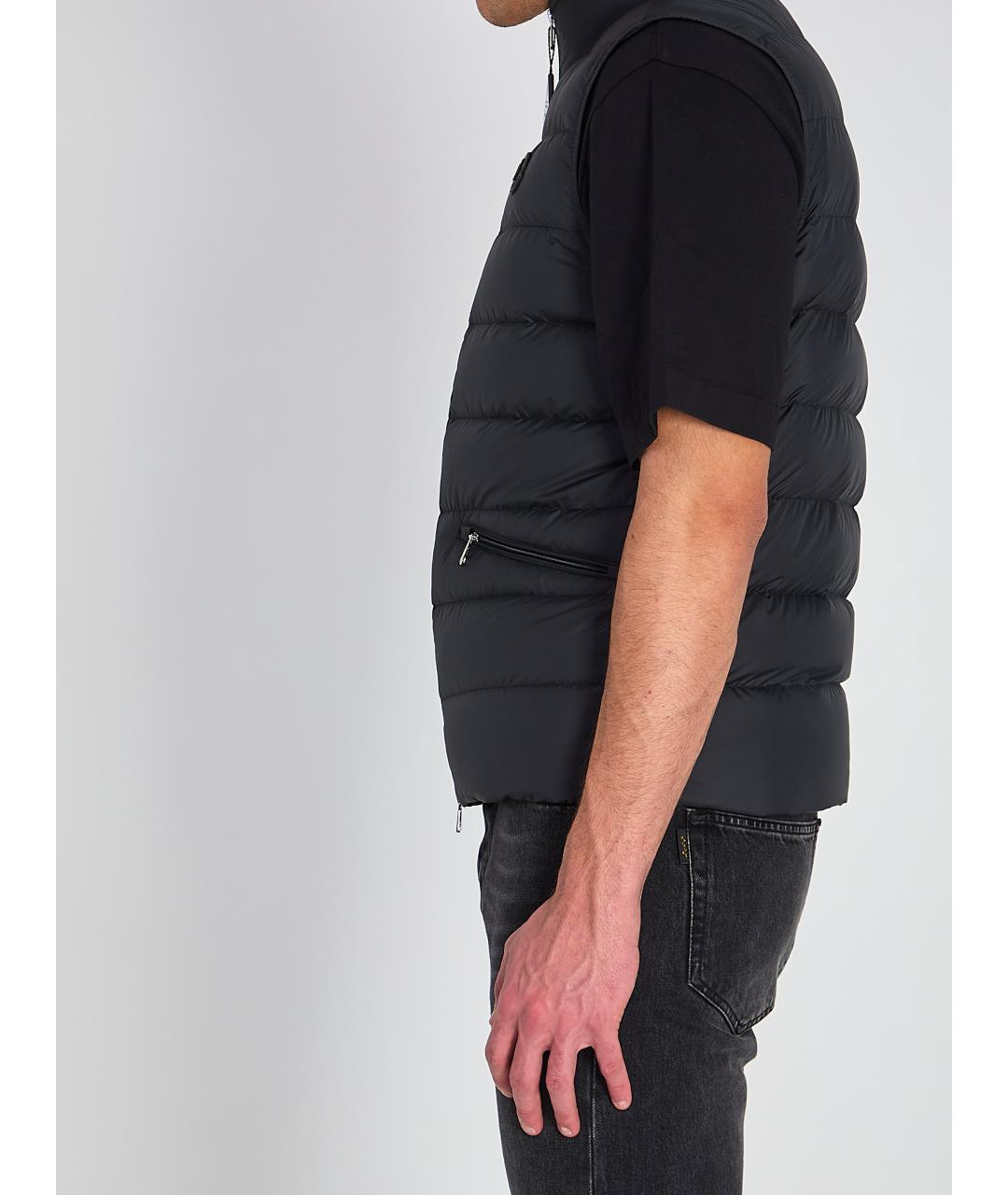 MONCLER Черный полиэстеровый жилет, фото 4