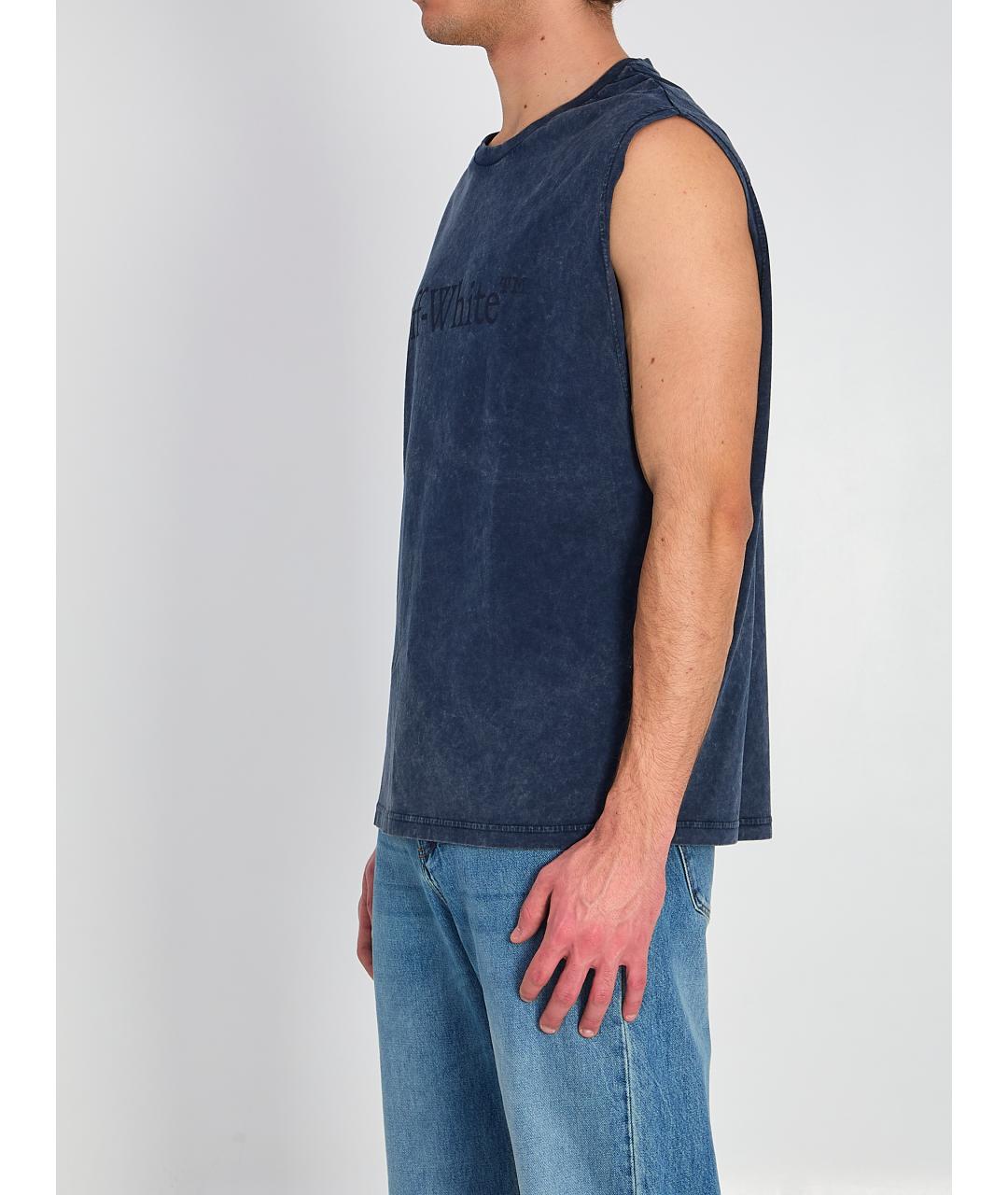 OFF-WHITE Синяя хлопковая майка, фото 3