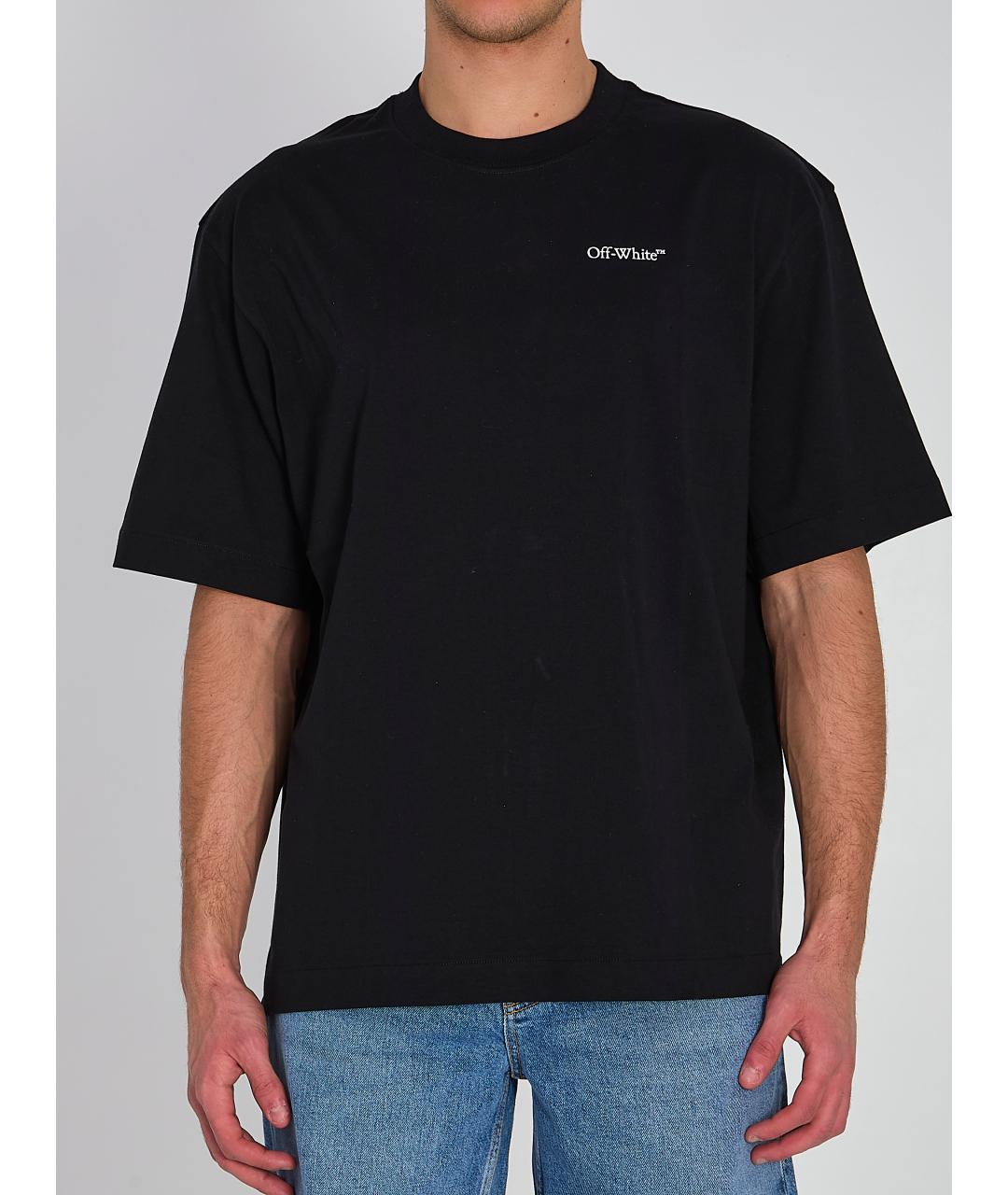 OFF-WHITE Черная хлопковая футболка, фото 2