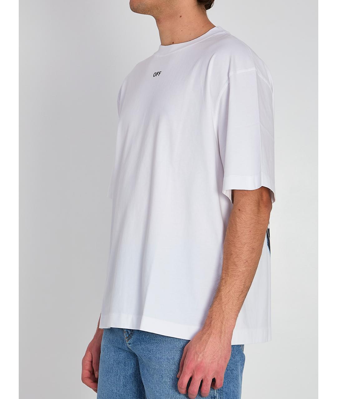 OFF-WHITE Белая хлопковая футболка, фото 3