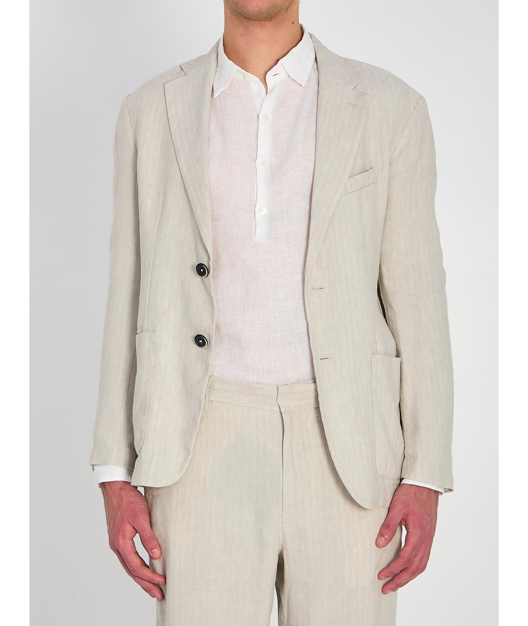 BARENA Бежевый льняной пиджак, фото 6