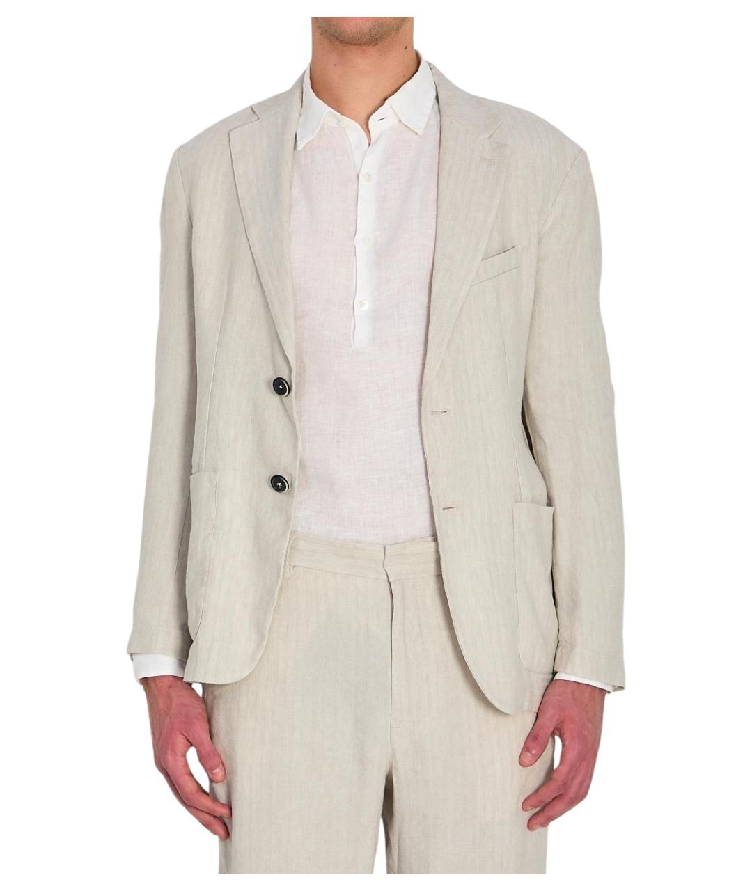 BARENA Бежевый льняной пиджак, фото 1