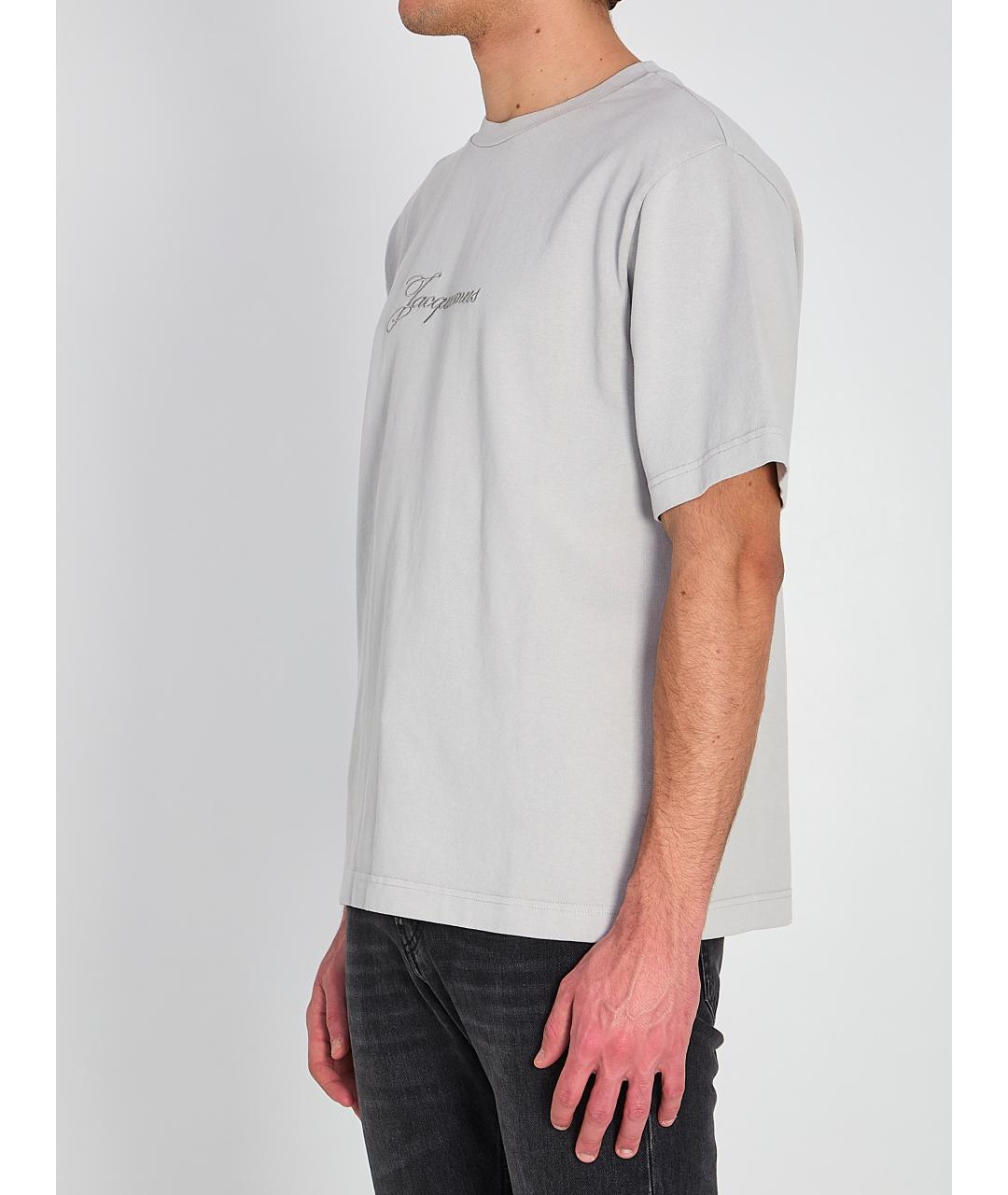 JACQUEMUS Серая хлопковая футболка, фото 2