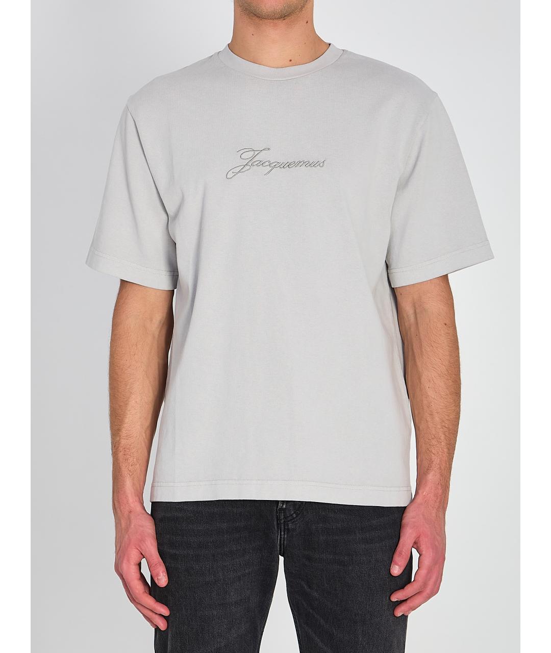 JACQUEMUS Серая хлопковая футболка, фото 6