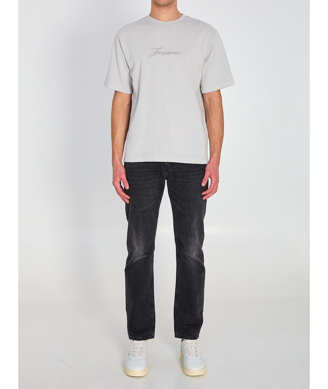 JACQUEMUS Серая хлопковая футболка, фото 5