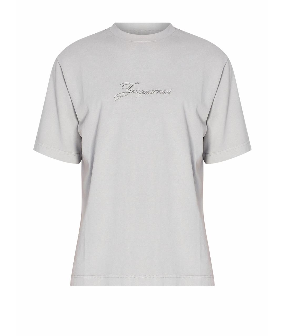 JACQUEMUS Серая хлопковая футболка, фото 1