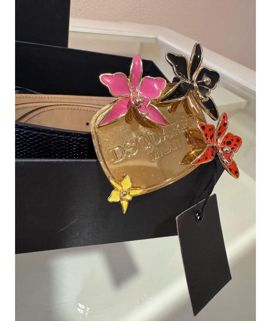 DSQUARED2 Черный кожаный ремень, фото 4