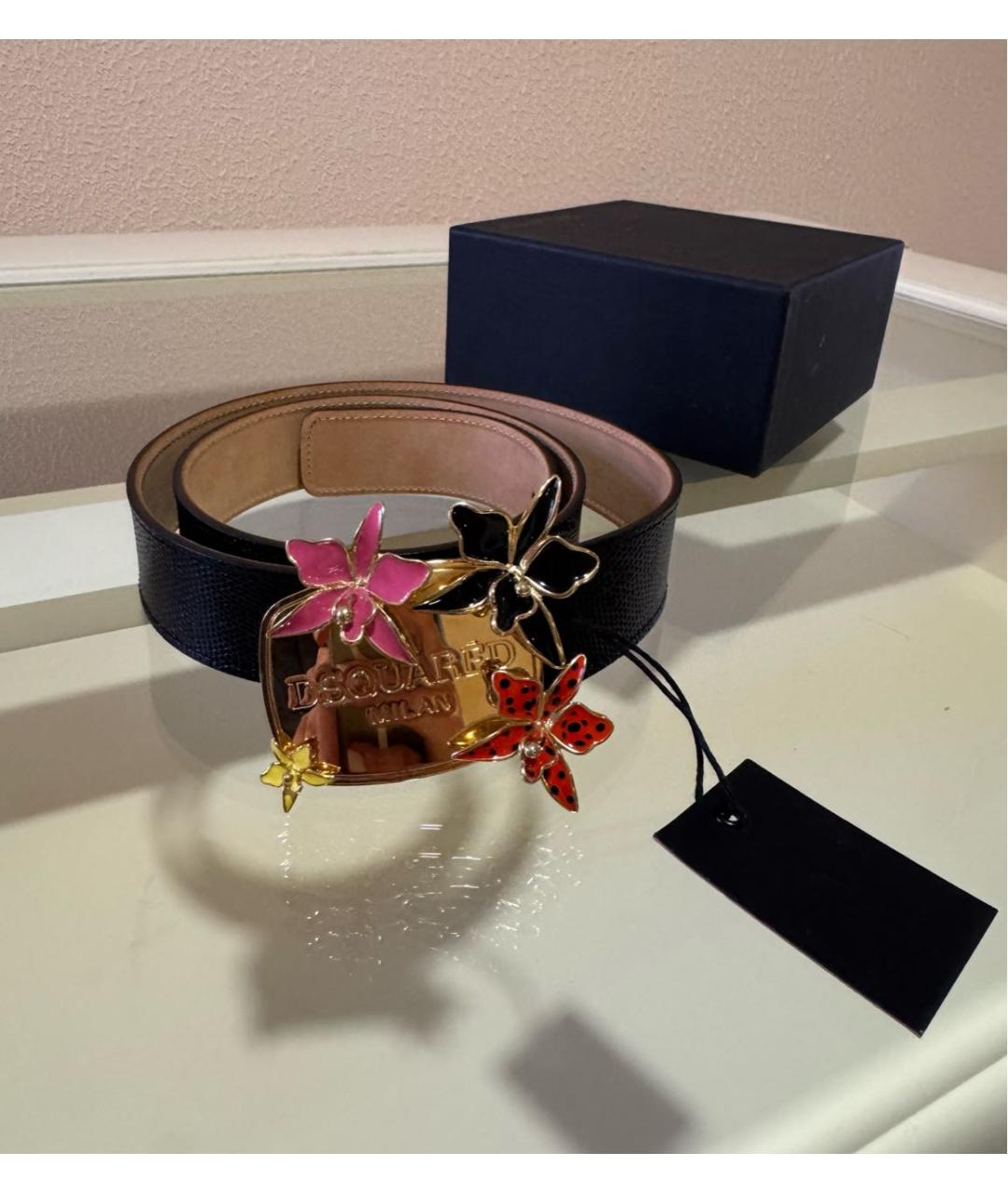 DSQUARED2 Черный кожаный ремень, фото 3