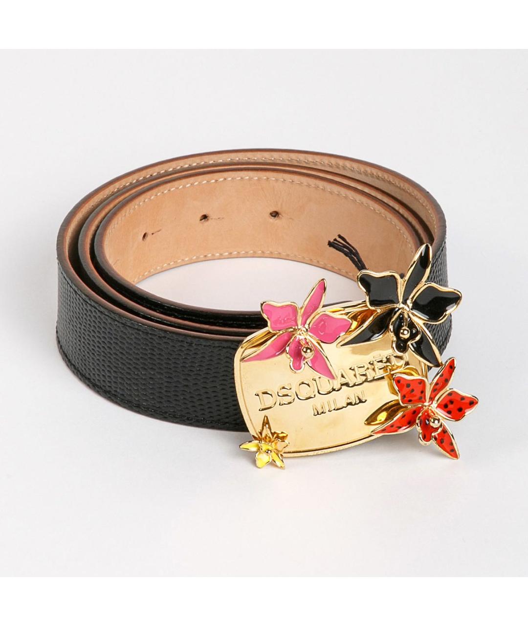 DSQUARED2 Черный кожаный ремень, фото 9