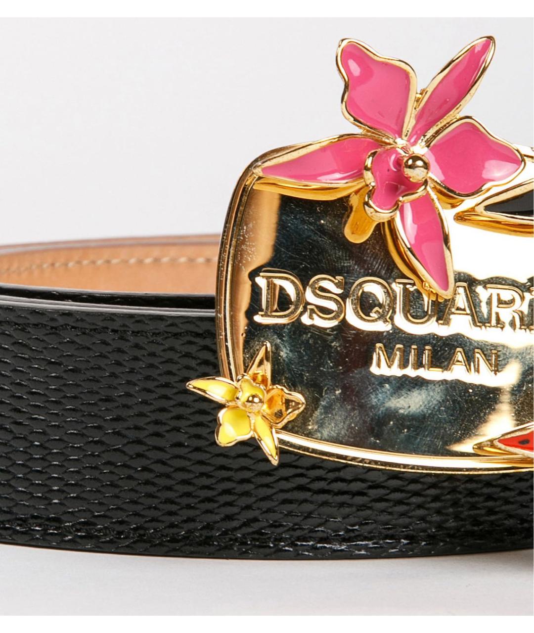 DSQUARED2 Черный кожаный ремень, фото 2