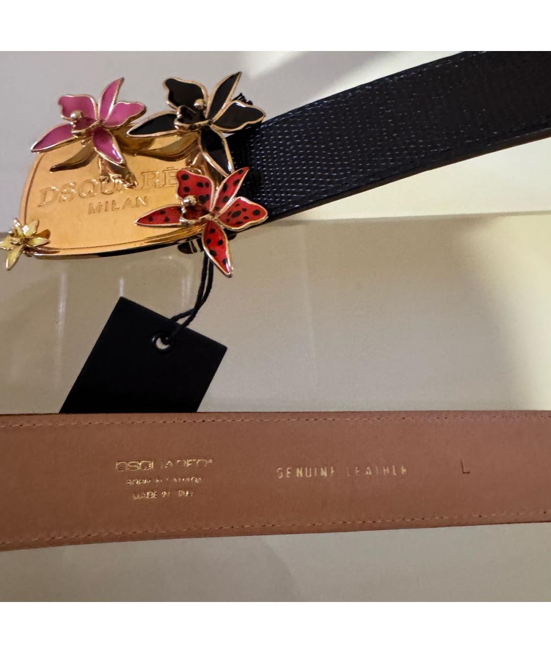 DSQUARED2 Черный кожаный ремень, фото 7