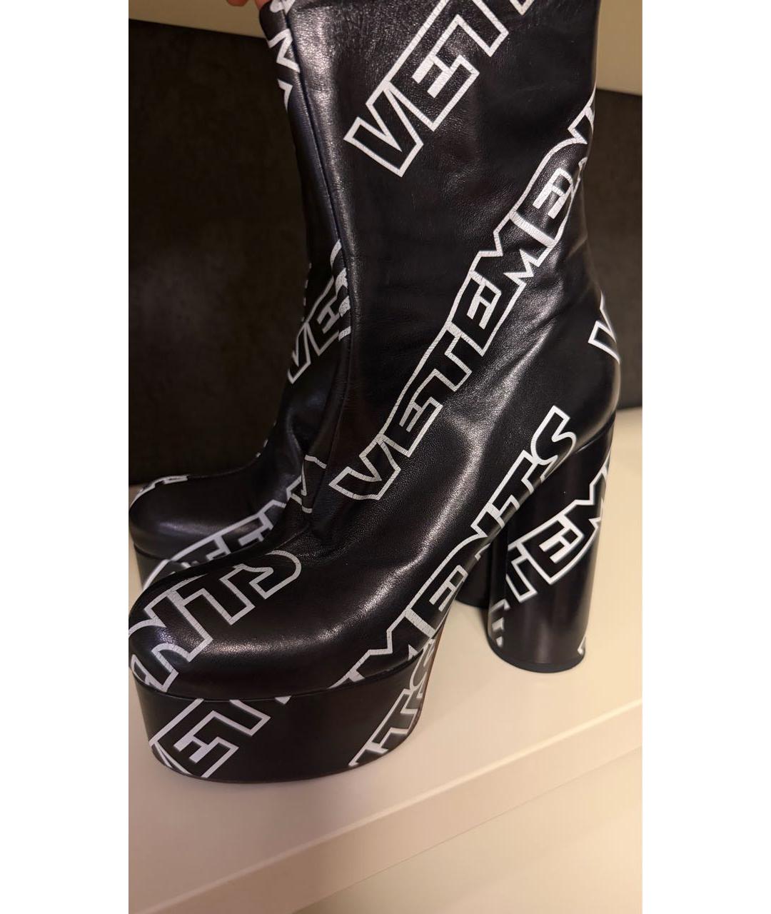 VETEMENTS Черные кожаные полусапоги, фото 3