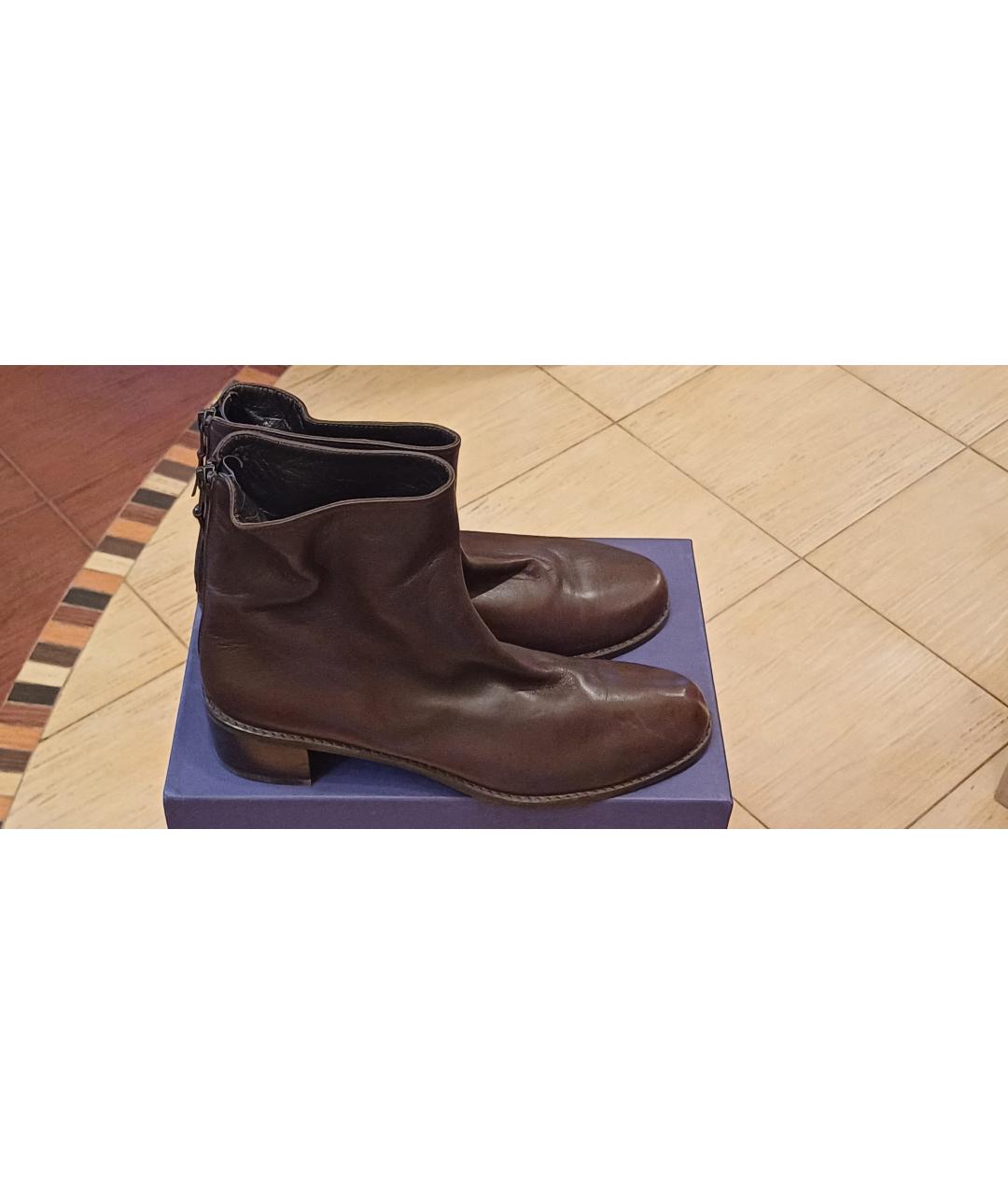 STUART WEITZMAN Коричневые кожаные ботинки, фото 10