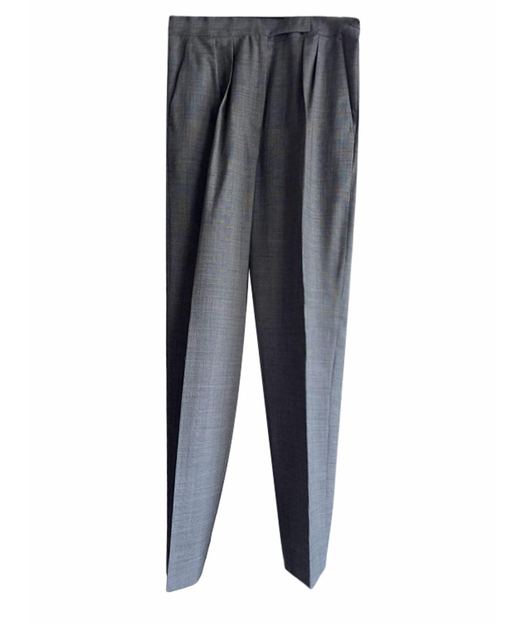 MAX MARA Серые шерстяные брюки узкие, фото 1